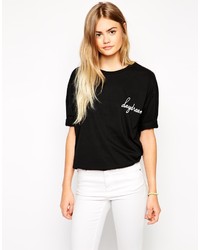 T-shirt girocollo stampata nera e bianca di Asos