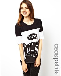 T-shirt girocollo stampata nera e bianca di Asos Petite
