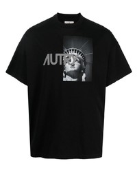 T-shirt girocollo stampata nera e bianca di AUTRY