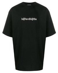 T-shirt girocollo stampata nera e bianca di Balenciaga