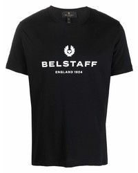 T-shirt girocollo stampata nera e bianca di Belstaff