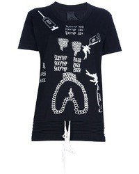 T-shirt girocollo stampata nera e bianca di Bernhard Willhelm