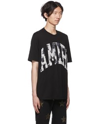 T-shirt girocollo stampata nera e bianca di Amiri