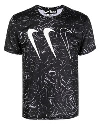 T-shirt girocollo stampata nera e bianca di Black Comme Des Garçons
