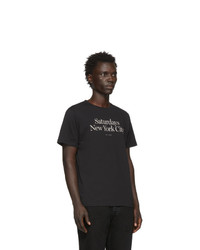 T-shirt girocollo stampata nera e bianca di Saturdays Nyc