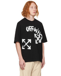 T-shirt girocollo stampata nera e bianca di Off-White