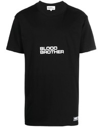T-shirt girocollo stampata nera e bianca di Blood Brother