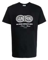 T-shirt girocollo stampata nera e bianca di Blood Brother