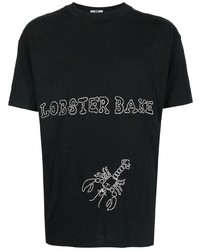 T-shirt girocollo stampata nera e bianca di Bode