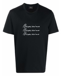T-shirt girocollo stampata nera e bianca di Brioni