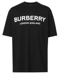 T-shirt girocollo stampata nera e bianca di Burberry