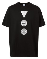 T-shirt girocollo stampata nera e bianca di Burberry