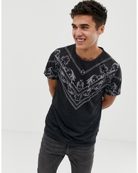 T-shirt girocollo stampata nera e bianca di Burton Menswear