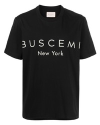 T-shirt girocollo stampata nera e bianca di Buscemi