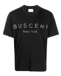 T-shirt girocollo stampata nera e bianca di Buscemi