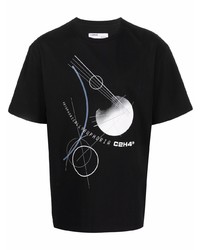 T-shirt girocollo stampata nera e bianca di C2h4