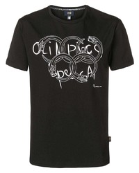 T-shirt girocollo stampata nera e bianca di Cavalli Class