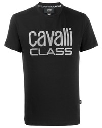T-shirt girocollo stampata nera e bianca di Cavalli Class
