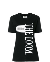 T-shirt girocollo stampata nera e bianca di Cédric Charlier