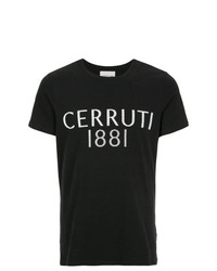 T-shirt girocollo stampata nera e bianca di Cerruti 1881