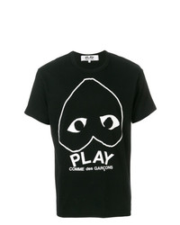 T-shirt girocollo stampata nera e bianca di Comme Des Garcons Play