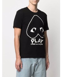T-shirt girocollo stampata nera e bianca di Comme Des Garcons Play