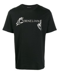 T-shirt girocollo stampata nera e bianca di Corneliani