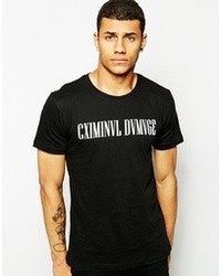 T-shirt girocollo stampata nera e bianca di Criminal Damage