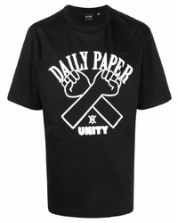 T-shirt girocollo stampata nera e bianca di Daily Paper