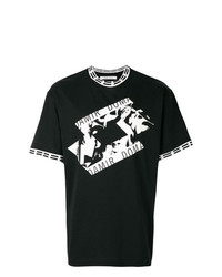 T-shirt girocollo stampata nera e bianca di Damir Doma