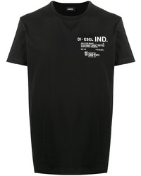 T-shirt girocollo stampata nera e bianca di Diesel