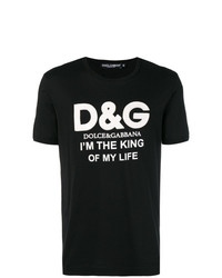 T-shirt girocollo stampata nera e bianca di Dolce & Gabbana