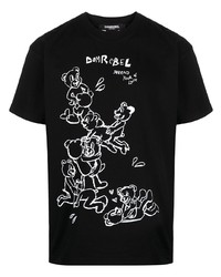 T-shirt girocollo stampata nera e bianca di DOMREBEL