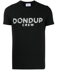 T-shirt girocollo stampata nera e bianca di Dondup