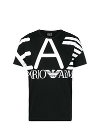 T-shirt girocollo stampata nera e bianca di Ea7 Emporio Armani