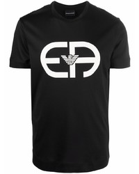 T-shirt girocollo stampata nera e bianca di Emporio Armani