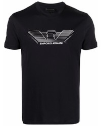 T-shirt girocollo stampata nera e bianca di Emporio Armani
