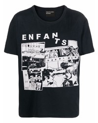 T-shirt girocollo stampata nera e bianca di Enfants Riches Deprimes