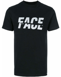 T-shirt girocollo stampata nera e bianca di Facetasm