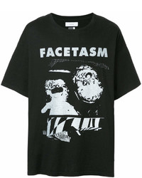 T-shirt girocollo stampata nera e bianca di Facetasm