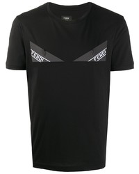 T-shirt girocollo stampata nera e bianca di Fendi
