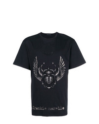T-shirt girocollo stampata nera e bianca di Frankie Morello