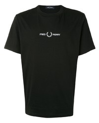 T-shirt girocollo stampata nera e bianca di Fred Perry