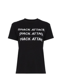 T-shirt girocollo stampata nera e bianca di Ganni
