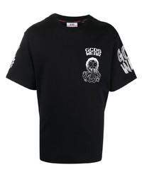 T-shirt girocollo stampata nera e bianca di Gcds