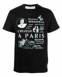 T-shirt girocollo stampata nera e bianca di Georges Wendell