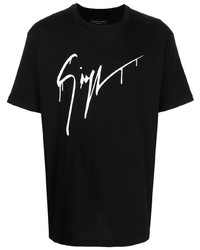 T-shirt girocollo stampata nera e bianca di Giuseppe Zanotti