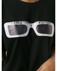 T-shirt girocollo stampata nera e bianca di Natasha Zinko