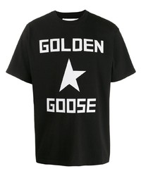 T-shirt girocollo stampata nera e bianca di Golden Goose