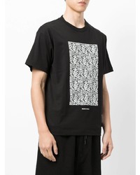 T-shirt girocollo stampata nera e bianca di Fumito Ganryu